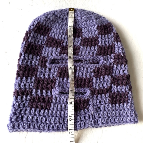 Crochet Balaclava Checkered Skirt Mask Winter Hat - Picture 9 of 10